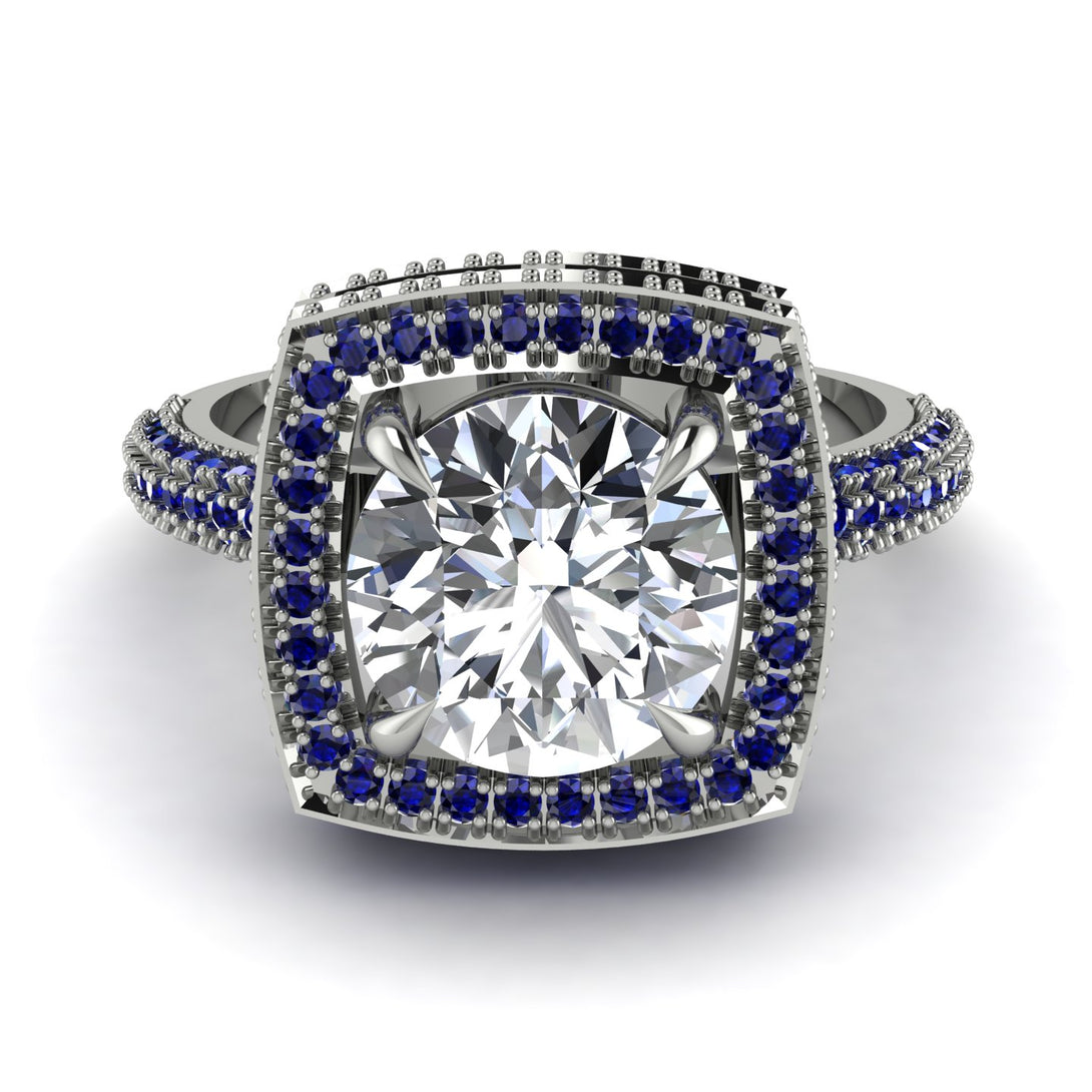 Round Diamond Double Halo Engagement Ring - Kayleigh No. 63