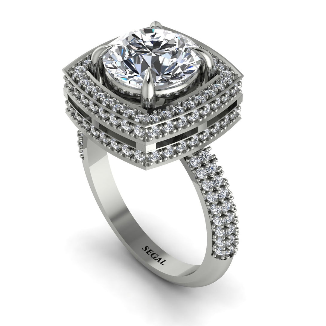 Round Diamond Double Halo Engagement Ring - Kayleigh No. 3
