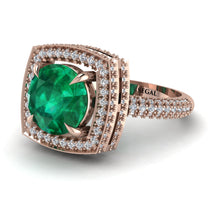 Round Emerald Double Halo Engagement Ring - Kayleigh No. 5 image 1