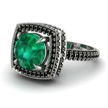 Round Emerald Double Halo Engagement Ring - Kayleigh No. 36 image 1