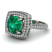 Round Emerald Double Halo Engagement Ring - Kayleigh No. 6 image 1