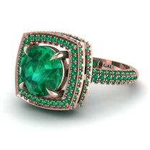 Round Emerald Double Halo Engagement Ring - Kayleigh No. 20 image 1