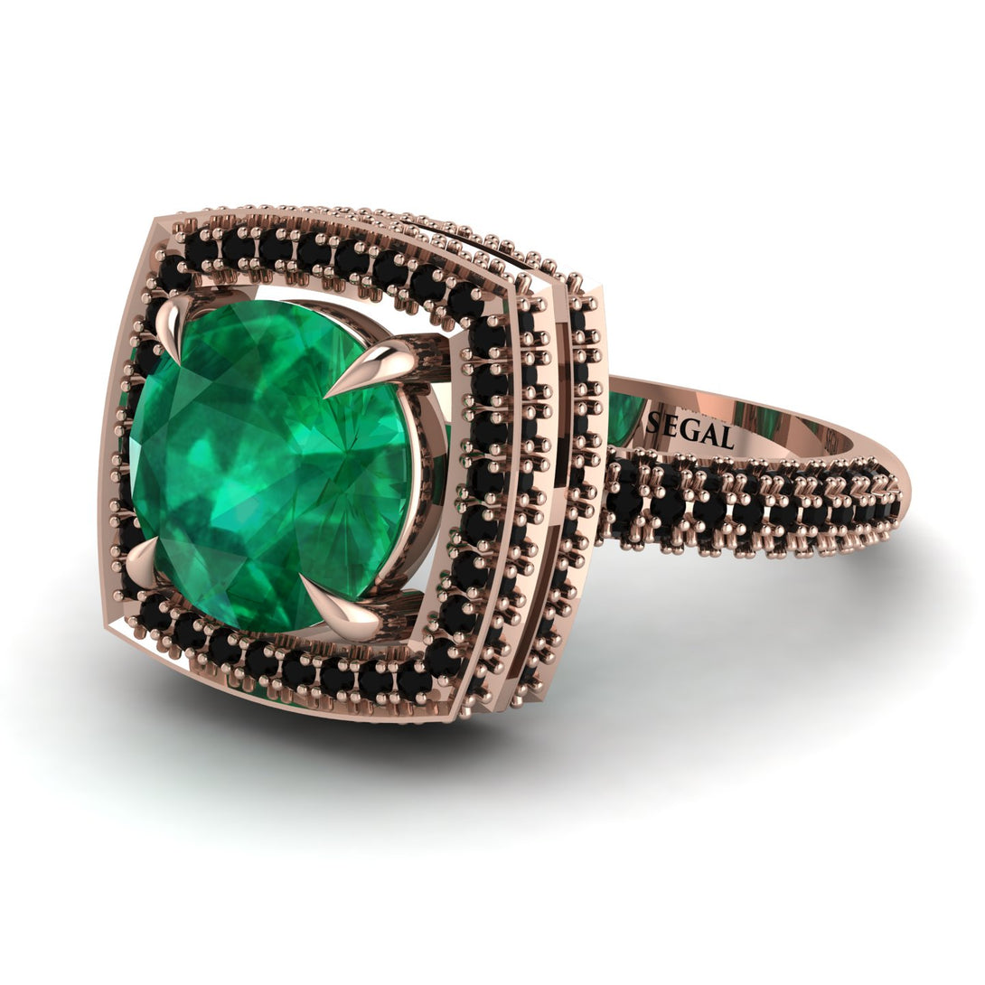 Round Emerald Double Halo Engagement Ring - Kayleigh No. 35
