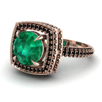 Round Emerald Double Halo Engagement Ring - Kayleigh No. 35 image 1