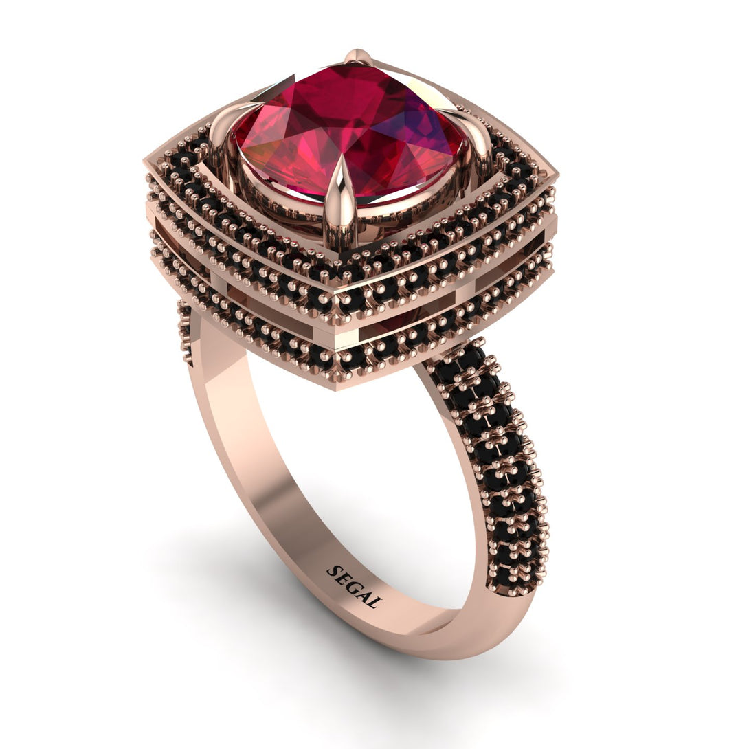 Round Ruby Double Halo Engagement Ring - Kayleigh No. 41