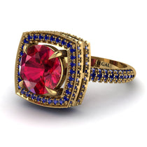 Round Ruby Double Halo Engagement Ring - Kayleigh No. 70 image 1