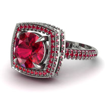 Round Ruby Double Halo Engagement Ring - Kayleigh No. 57 image 1