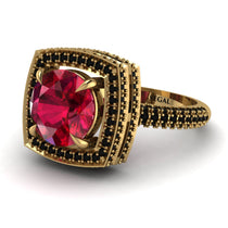 Round Ruby Double Halo Engagement Ring - Kayleigh No. 40 image 1