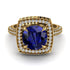 Round Sapphire Double Halo Engagement Ring - Kayleigh No. 13