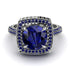 Round Sapphire Double Halo Engagement Ring - Kayleigh No. 75