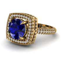 Round Sapphire Double Halo Engagement Ring - Kayleigh No. 13 image 1