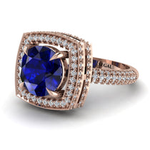 Round Sapphire Double Halo Engagement Ring - Kayleigh No. 14 image 1