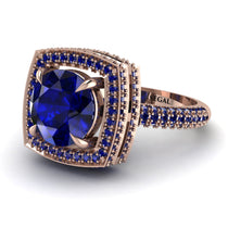 Round Sapphire Double Halo Engagement Ring - Kayleigh No. 74 image 1