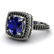 Round Sapphire Double Halo Engagement Ring - Kayleigh No. 45 image 1