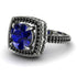 Round Sapphire Double Halo Engagement Ring - Kayleigh No. 45