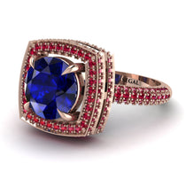 Round Sapphire Double Halo Engagement Ring - Kayleigh No. 59 image 1