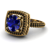 Round Sapphire Double Halo Engagement Ring - Kayleigh No. 43 image 1
