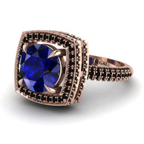 Round Sapphire Double Halo Engagement Ring - Kayleigh No. 44 image 1