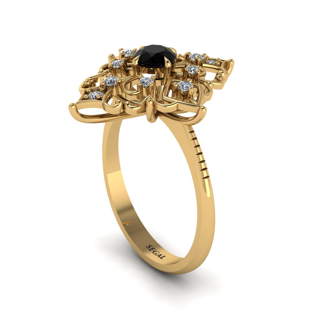 Diamond Royal Filigree Cluster Engagement Ring - Zinnia No. 7
