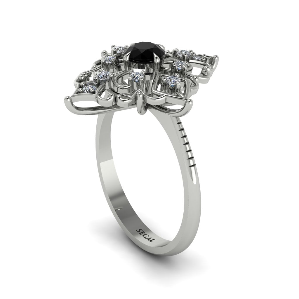 Diamond Royal Filigree Cluster Engagement Ring - Zinnia No. 9