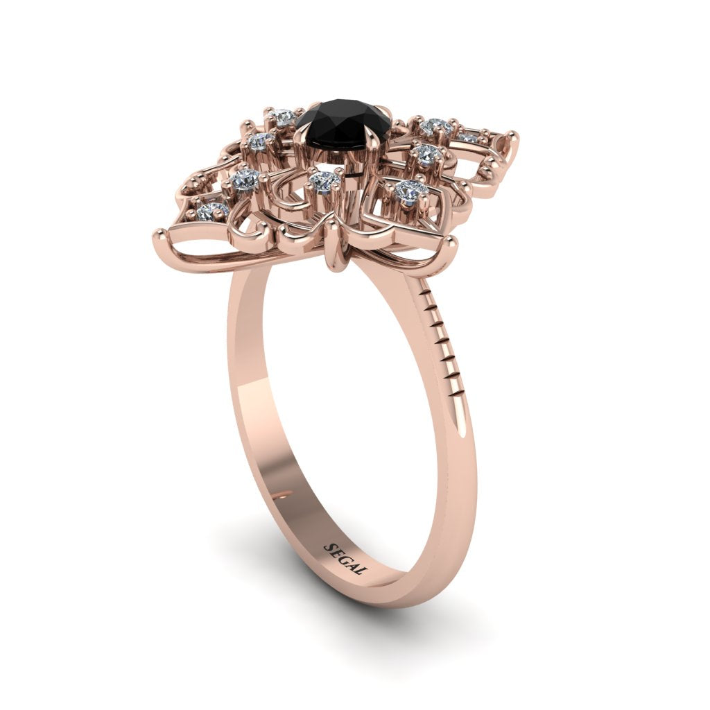 Diamond Royal Filigree Cluster Engagement Ring - Zinnia No. 8