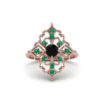 Emerald Royal Filigree Cluster Engagement Ring - Zinnia No. 23 image 1