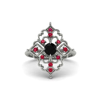 Ruby Royal Filigree Cluster Engagement Ring - Zinnia No. 54 image 1
