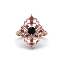 Ruby Royal Filigree Cluster Engagement Ring - Zinnia No. 53 image 1