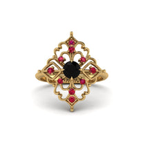 Ruby Royal Filigree Cluster Engagement Ring - Zinnia No. 52 image 1