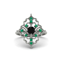 Emerald Royal Filigree Cluster Engagement Ring - Zinnia No. 24 image 1