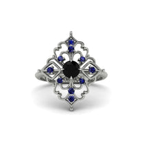 Sapphire Royal Filigree Cluster Engagement Ring - Zinnia No. 69 image 1