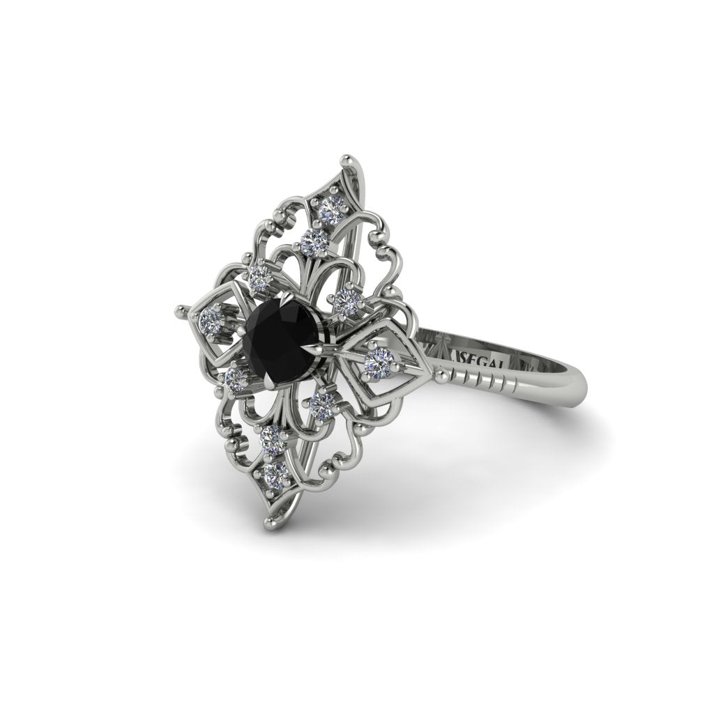 Diamond Royal Filigree Cluster Engagement Ring - Zinnia No. 9