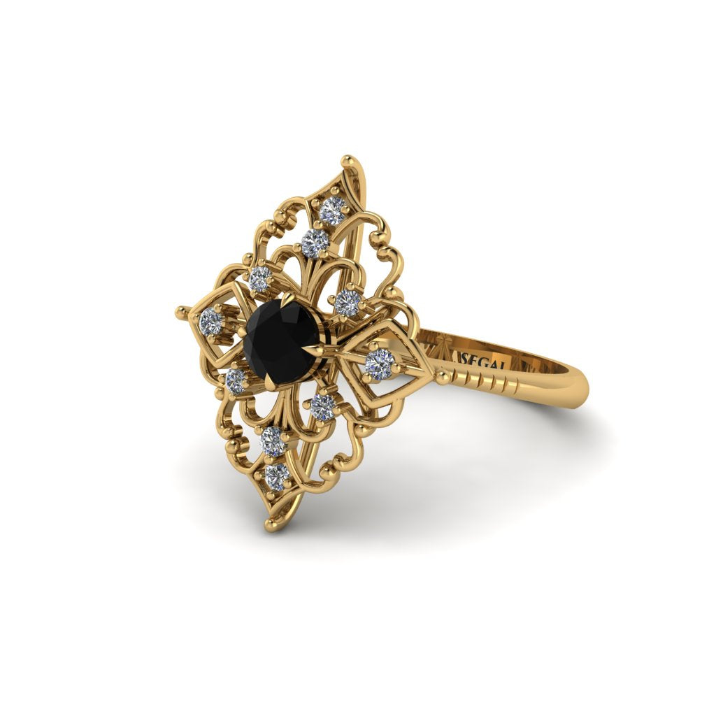 Diamond Royal Filigree Cluster Engagement Ring - Zinnia No. 7