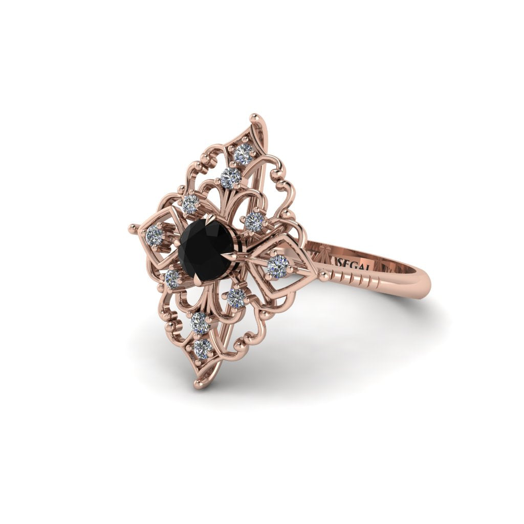 Diamond Royal Filigree Cluster Engagement Ring - Zinnia No. 8
