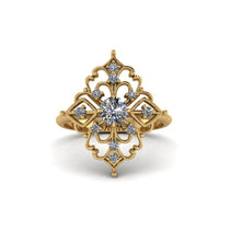 Diamond Royal Filigree Cluster Engagement Ring - Zinnia No. 1 image 1