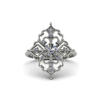 Diamond Royal Filigree Cluster Engagement Ring - Zinnia No. 3 image 1