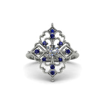 Sapphire Royal Filigree Cluster Engagement Ring - Zinnia No. 63 image 1