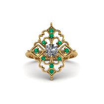 Emerald Royal Filigree Cluster Engagement Ring - Zinnia No. 16 image 1