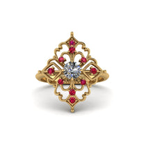 Ruby Royal Filigree Cluster Engagement Ring - Zinnia No. 46 image 1