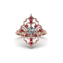 Ruby Royal Filigree Cluster Engagement Ring - Zinnia No. 47 image 1