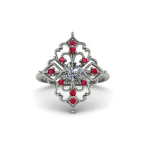 Ruby Royal Filigree Cluster Engagement Ring - Zinnia No. 48 image 1