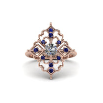 Sapphire Royal Filigree Cluster Engagement Ring - Zinnia No. 62 image 1