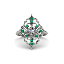 Emerald Royal Filigree Cluster Engagement Ring - Zinnia No. 18 image 1