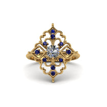 Sapphire Royal Filigree Cluster Engagement Ring - Zinnia No. 61 image 1