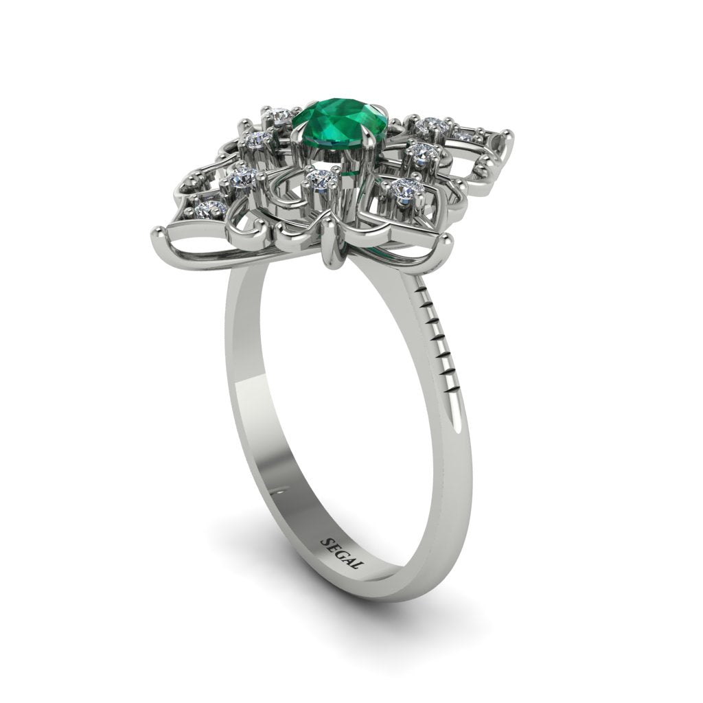 Diamond Royal Filigree Cluster Engagement Ring - Zinnia No. 6
