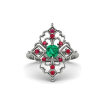 Ruby Royal Filigree Cluster Engagement Ring - Zinnia No. 51 image 1