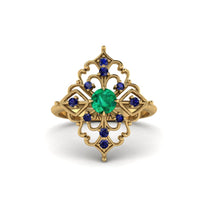 Sapphire Royal Filigree Cluster Engagement Ring - Zinnia No. 64 image 1