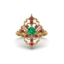 Ruby Royal Filigree Cluster Engagement Ring - Zinnia No. 49 image 1
