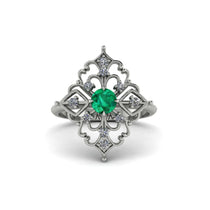 Diamond Royal Filigree Cluster Engagement Ring - Zinnia No. 6 image 1