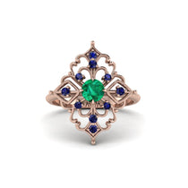 Sapphire Royal Filigree Cluster Engagement Ring - Zinnia No. 65 image 1
